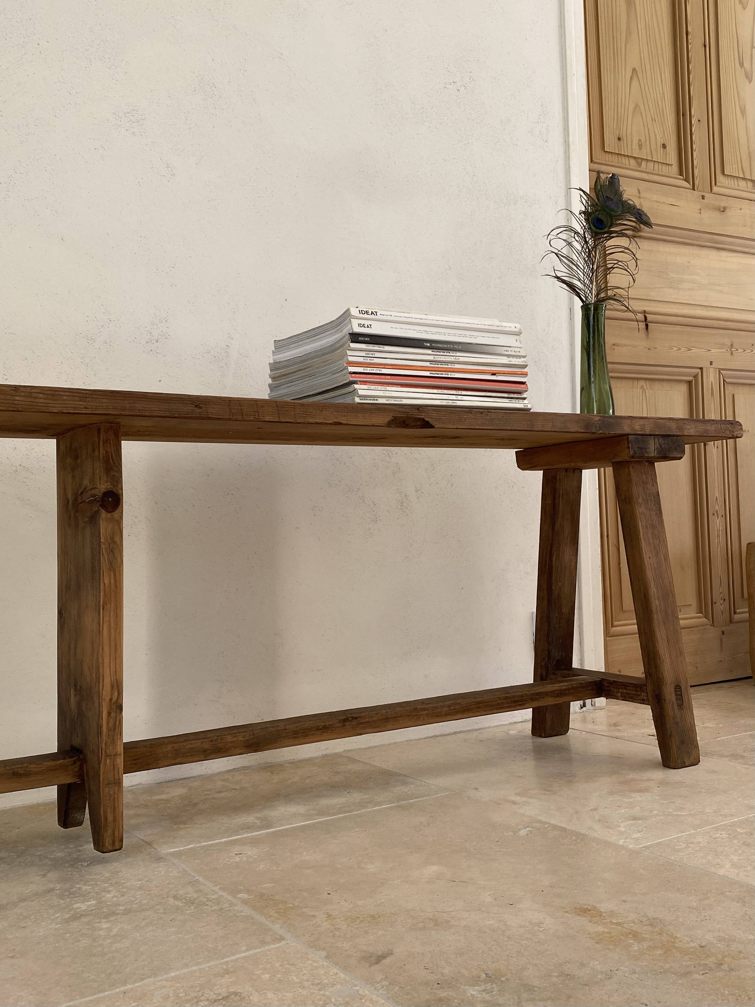 Antique farmhouse bench in solid wood – 19th century