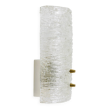 Pair of wall sconces by J.T. Kalmar, brass and textured glass, Austria, 1950s.