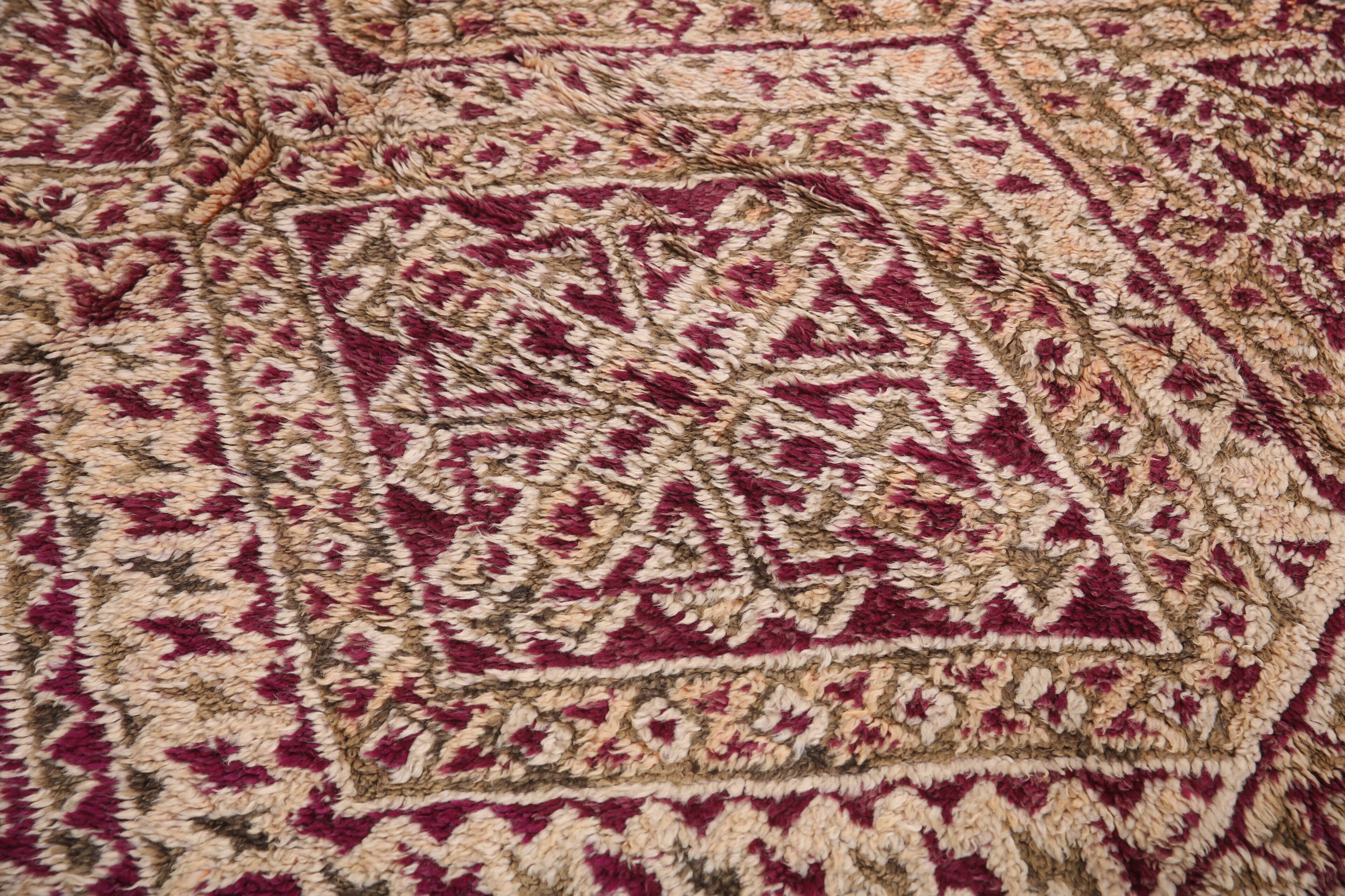 Purple Vintage Beni Mguild Rug 186 x 353 cm - Handmade Berber Wool Rug