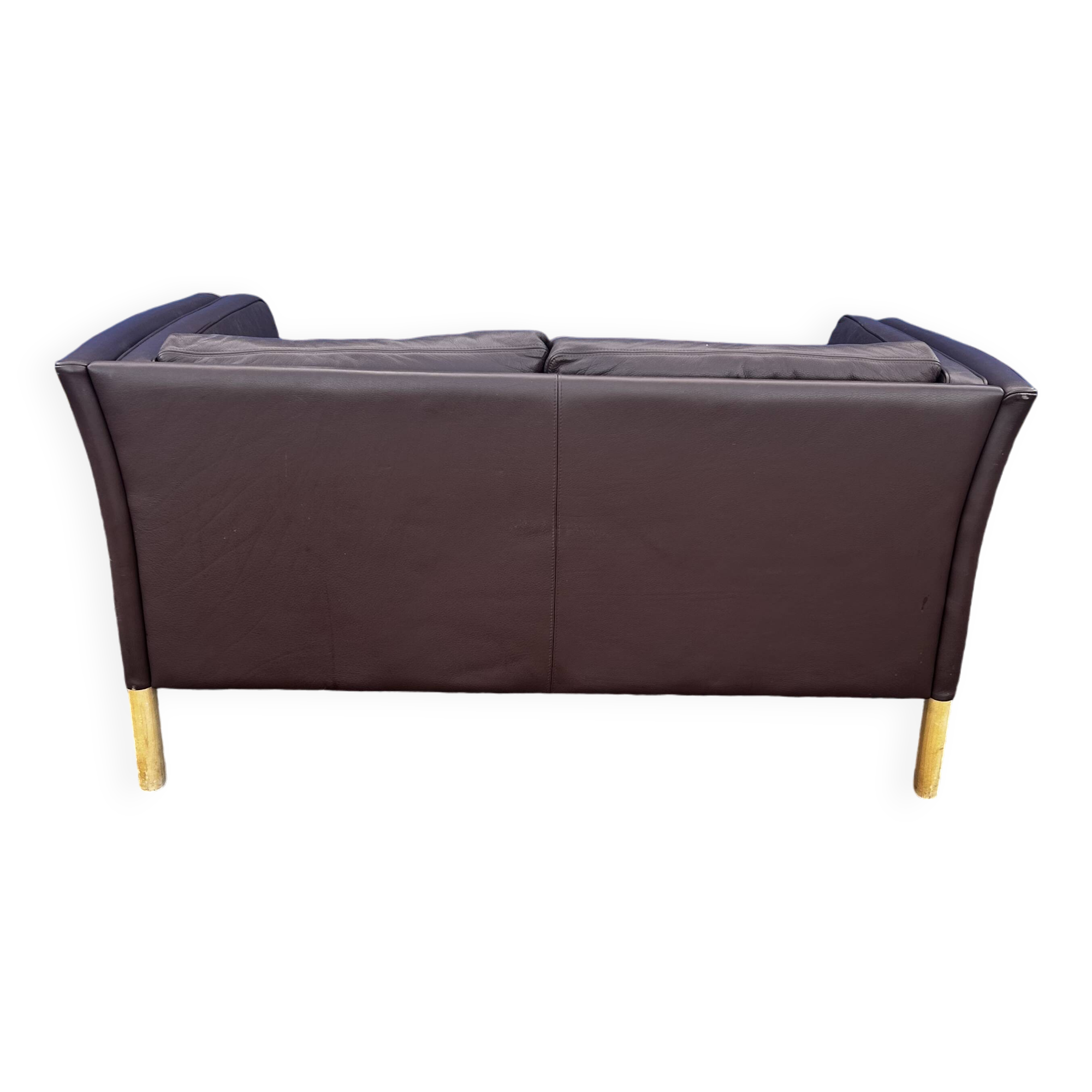 Danish two seater brown leather sofa  1970s