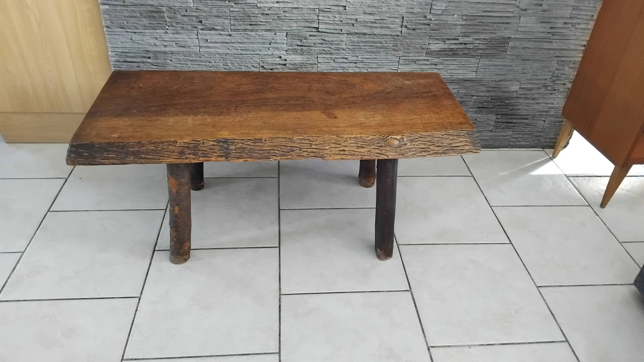 Vintage Brutalist Coffee Table in Solid Oak