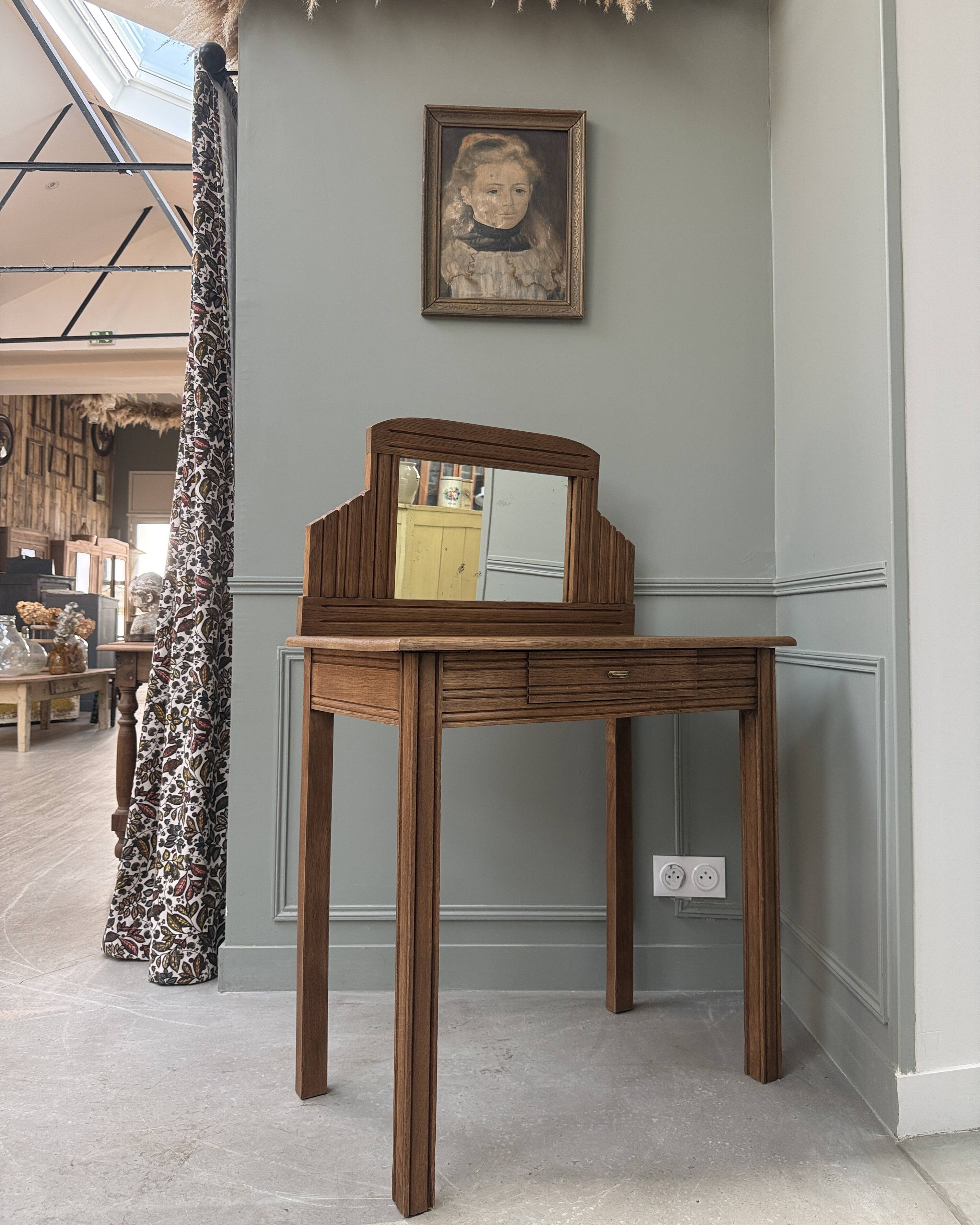 Coiffeuse bureau art déco en chêne (restaurée)