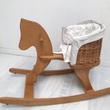 Rocking horse white wicker basket Moulin Roty