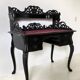 Elegant Victorian Black and Red Desk, Writing Table, Secretaire