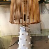 Moroccan white ceramic spiked lamp base