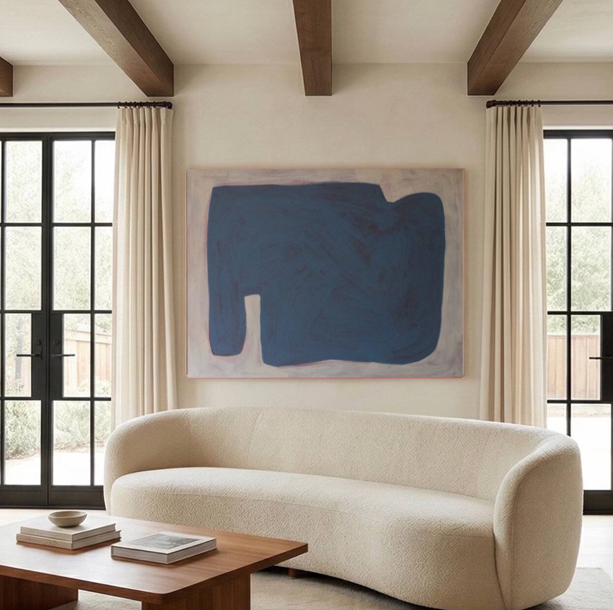 Organic blue-grey canvas 100x80cm