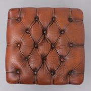 English country house style padded leather ottoman