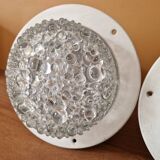 Pair of ceiling lights - Staff Leuchten - In aluminium and moulded glass with a bubble pattern.