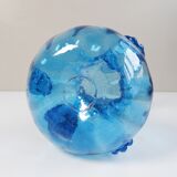 Blue glass art vase