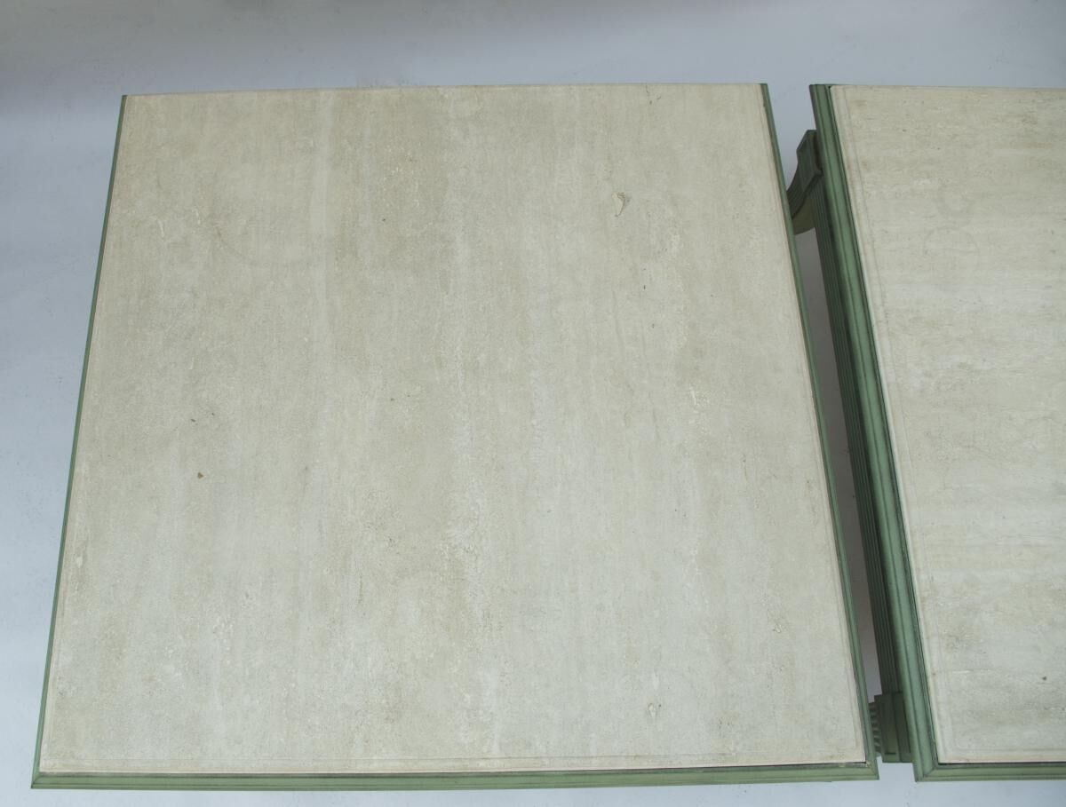 Pair of low tables square Etruscan style bronze skated to the antique circa 1970'