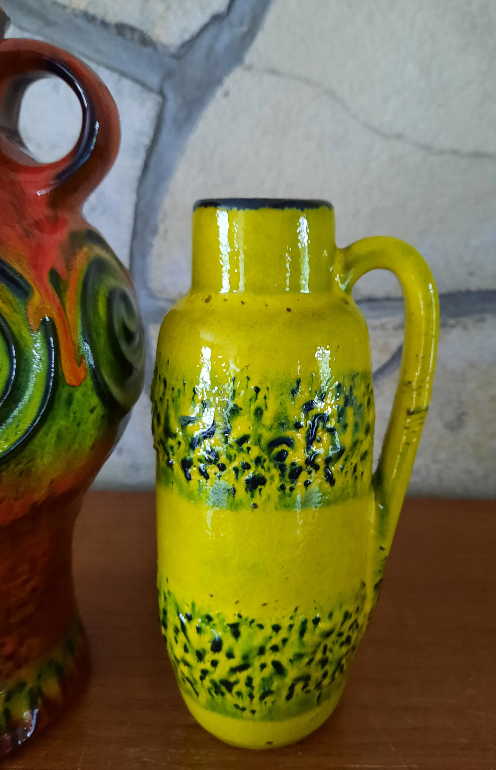Pair of vases 1970's fat lava retro design mid century