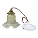 Lampe suspendue tulipe en verre dépoli française des années 1950.