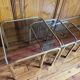 Set of 3 square nesting tables 1970 brown smoked glass