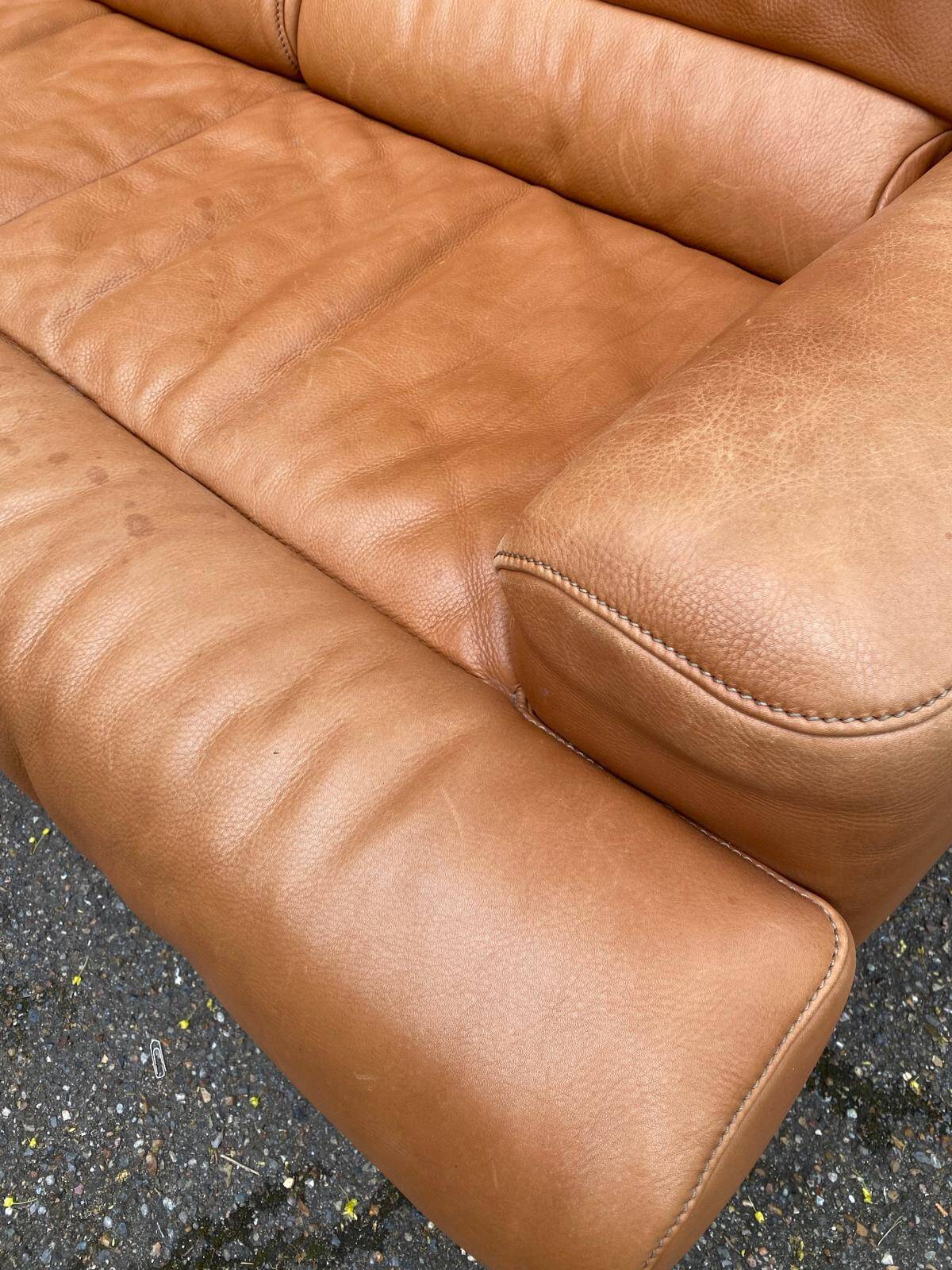 Scandinavian 2-seater canapé in genuine leather from De Sede, Switzerland, 150cm.