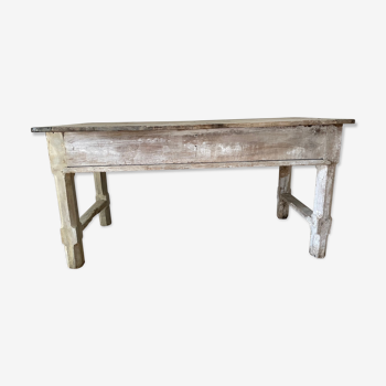 Country table of patinated white wood character