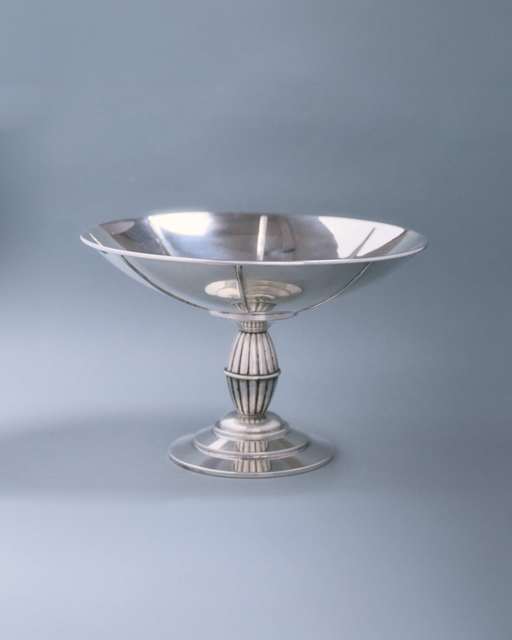 Coupe à fruits art déco en métal et verre, 1930s