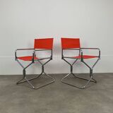 Paire fauteuils "metteur en scène" Lafuma chrome, pliants