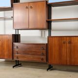 Vintage Italian bookcase in wood and metal, 1960