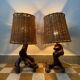 60s vine and rattan lamps (X2)