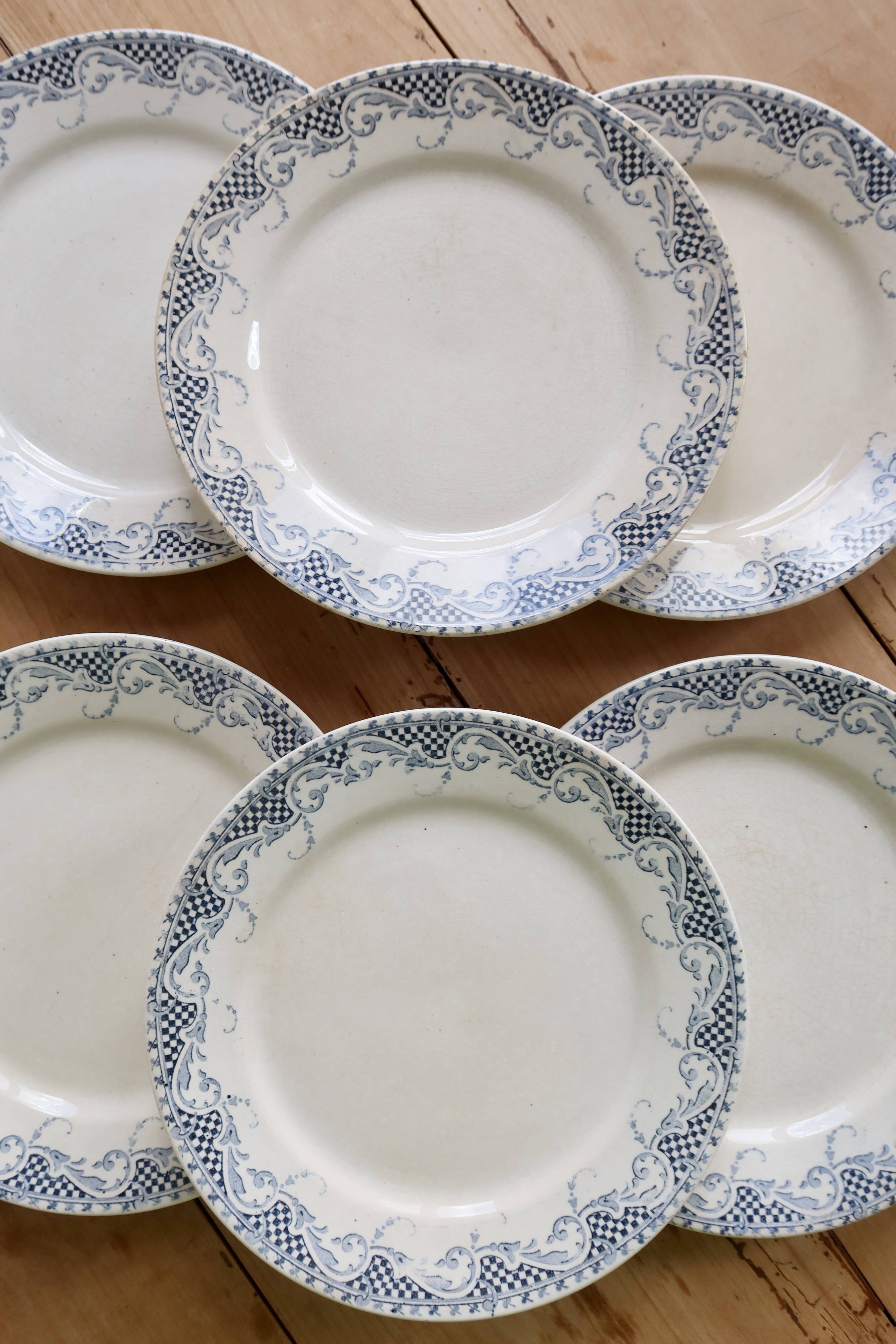 6 dessert plates, ironstone Sarreguemines U&C model Luchon