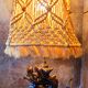 Old vintage ceramic lamp and rope lampshade 40s 50s