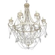 Contemporary ivory florentine iron and crystals chandelier