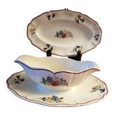 Set of 1 sauceboat and 1 dish, Sarreguemines Agreste