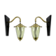 Set of 2 brass and glass wall lamps, 1950s