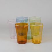 Set of six hexagonal Murano glass glasses handmade by Carlo Scarpa.