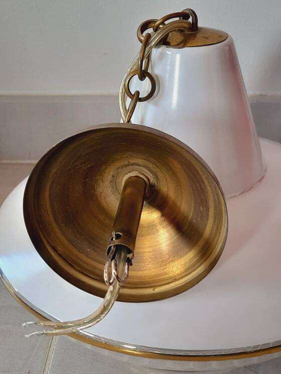 UFO screen-printed glass pendant light, 1970.