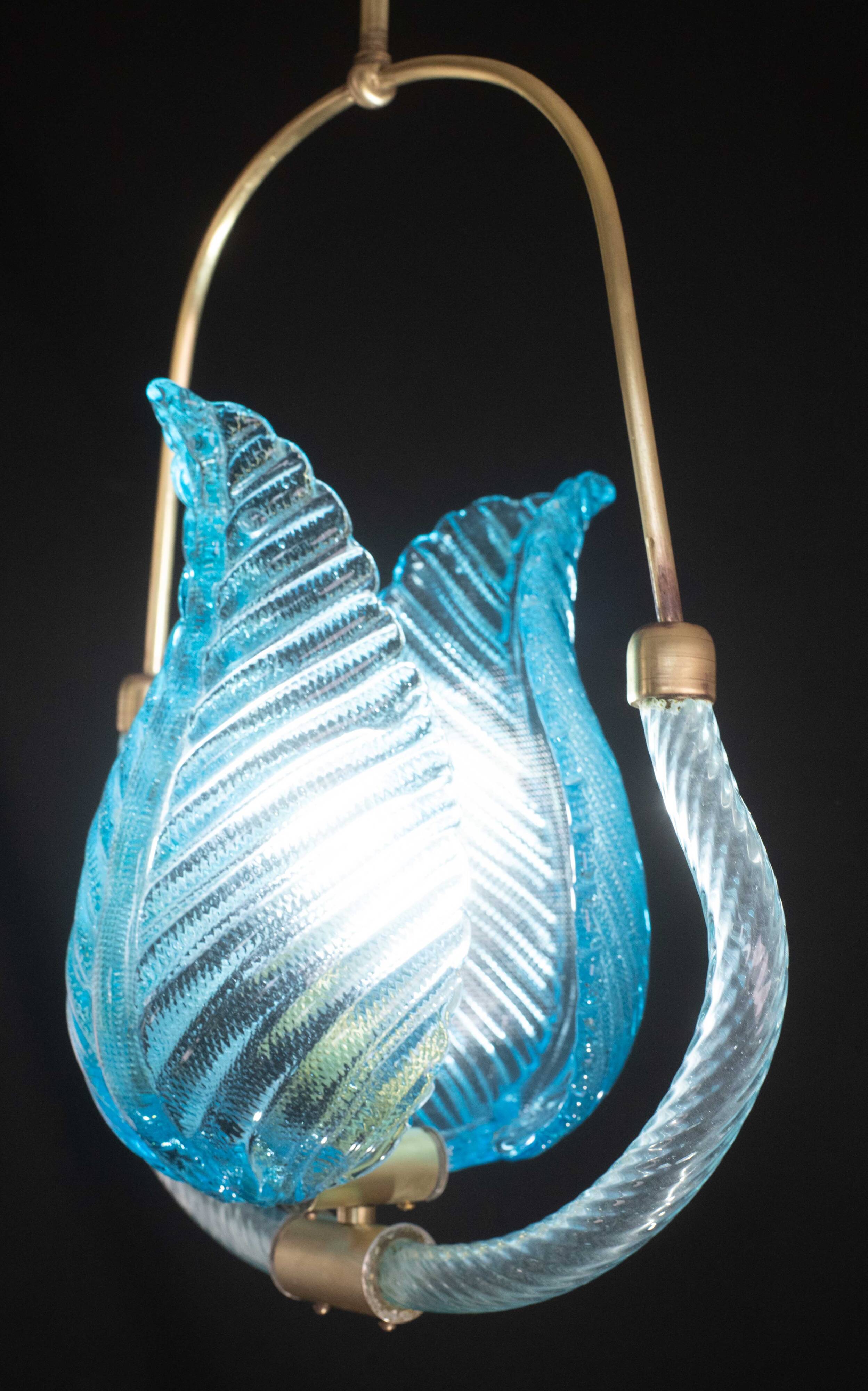 Lovely Blue Art Decò Barovier e Toso Pendant Light, 1930s