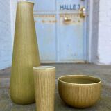 Set of 3 Rörstrand Ritzi pottery vases and bowl by Gunnar Nylund Sweden 1950's