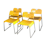 Set of 4 yellow Omstak chairs, Rodney Kinsman