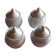 Set of 4 small covered pots in white porcelain