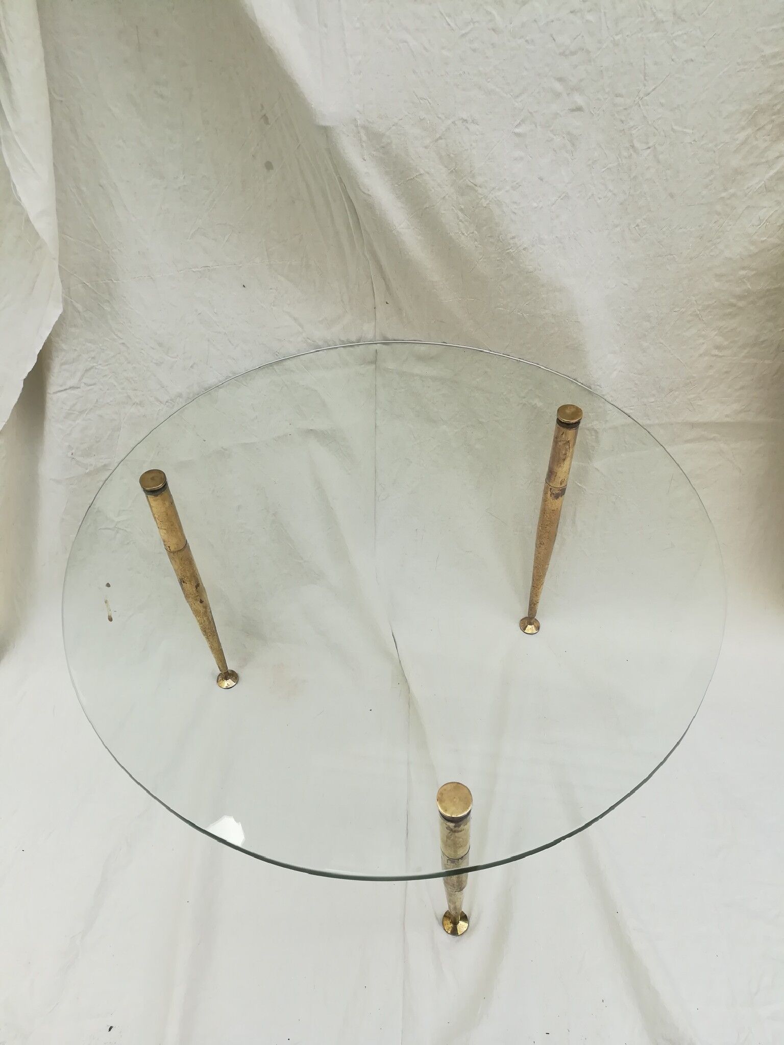Table low glass and brass 50s