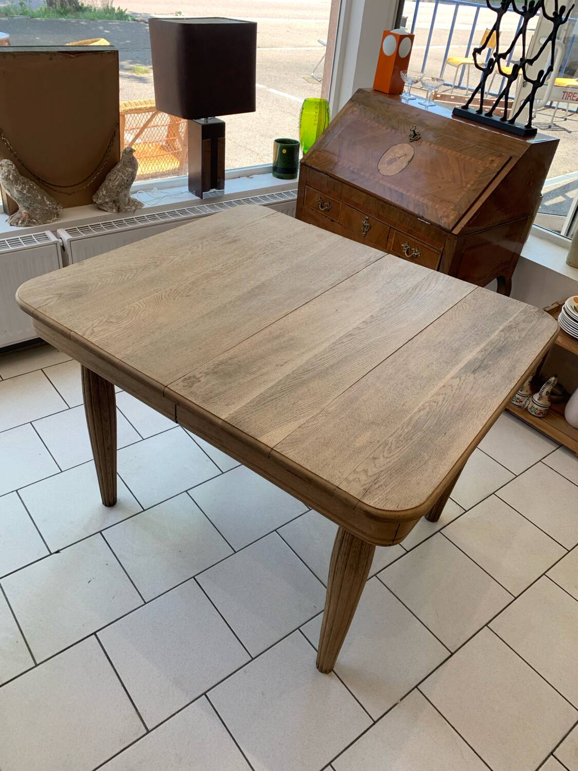Art Deco Raw Solid Oak Table