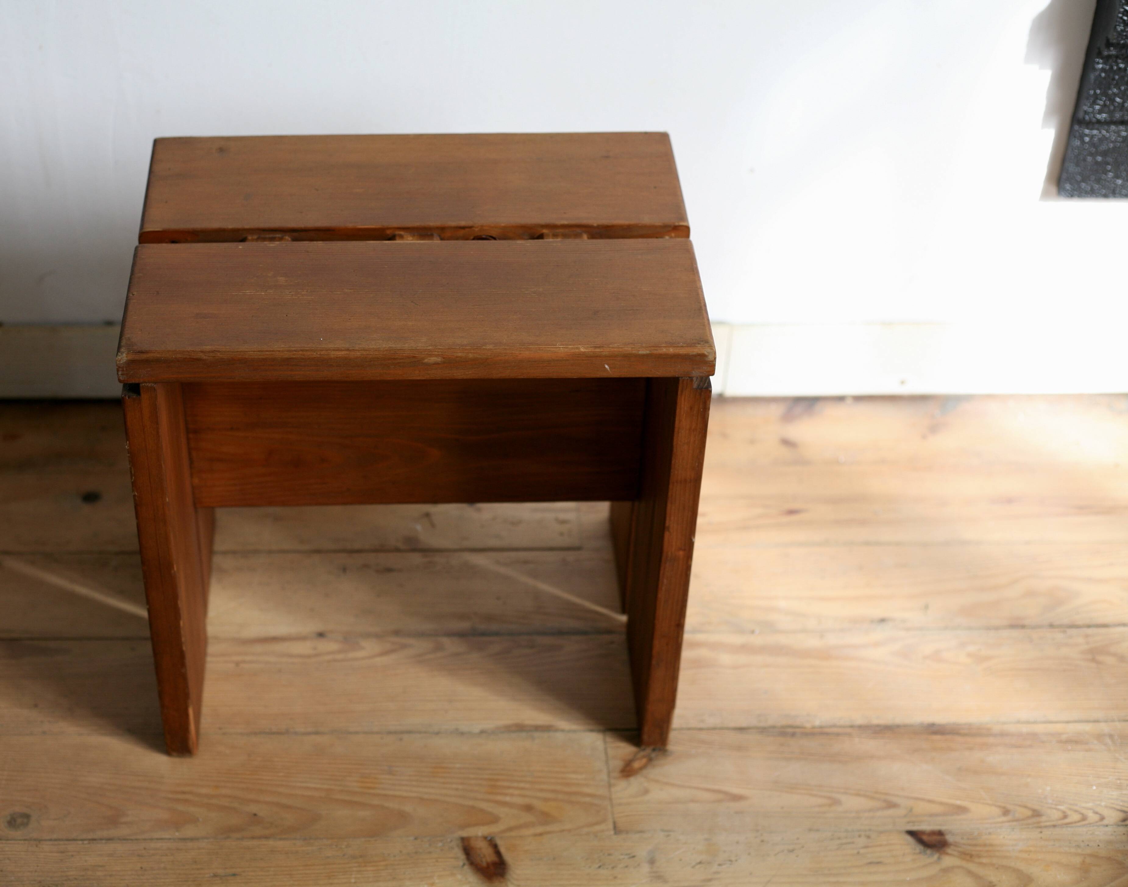 Large stool, selection by Charlotte Perriand for Les Arcs, France, 1960