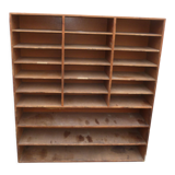 Sorting wood locker cabinet with Vintage labels