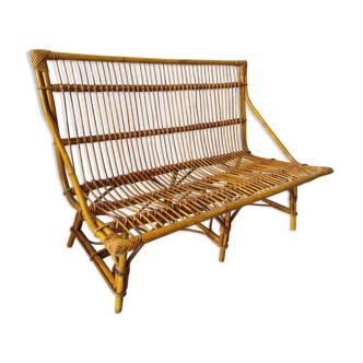Vintage 2-seater rattan bench