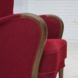 Fauteuil danois des années 1960, état d'origine, tissu en laine, pieds en bois de hêtre.