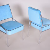 Blue velvet Art Deco seating set made in 1940s Czechia