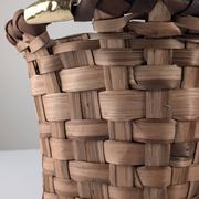 David Marshall brutalist splint wood and cast brass basket, 1970s