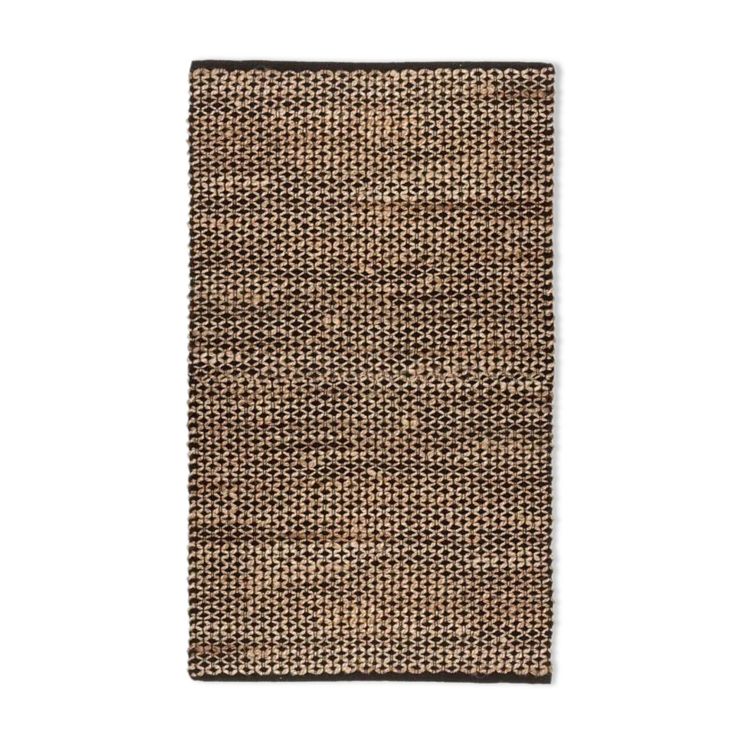 Carpet jute cotton black beige 90x150 cm