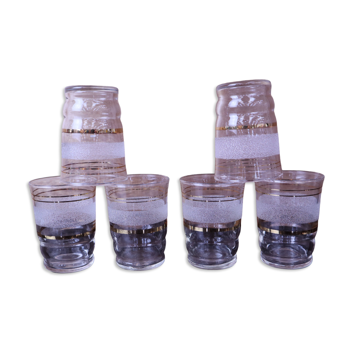 Lot of 1950s Liqueur Glasses: Frosted Granite Glasses