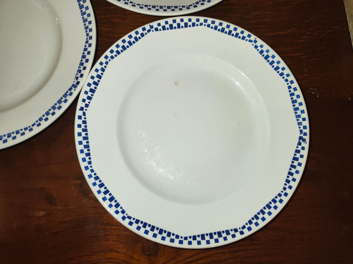 5 flat plates Moulin des loups and Hamage Orchies France blue 50s