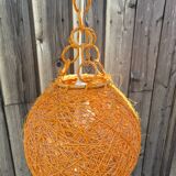 Orange rattan pendant light