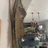 Large French Napoleon III Period Oval Bronze Wall Mirror, 19th Century