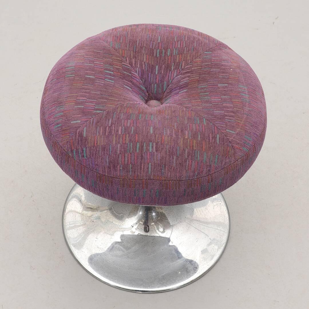 “Satellite” stool, tulip base in chrome metal