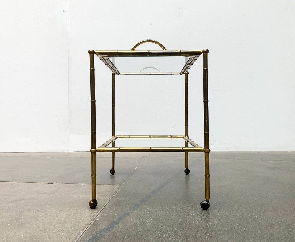 Bamboo imitation brass serving tray in Hollywood Regency style from the mid-century, 1960s.
