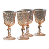 4 verres à liqueur vintage Luminarc Rosaline années 1970